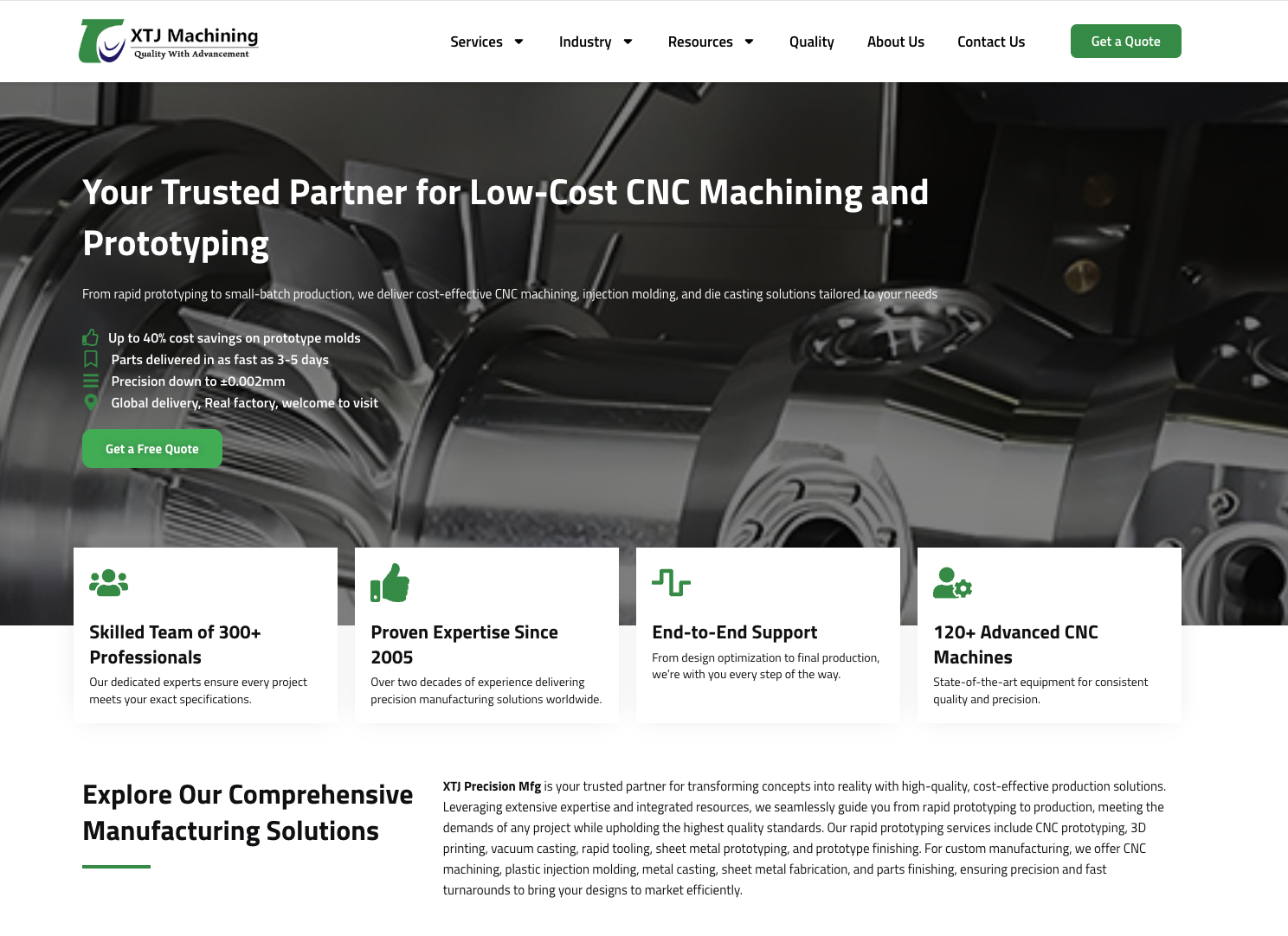 XTJ CNC CNC machining services homepage