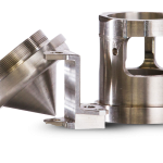 This image features a Kovar alloy machined housing from XTJ CNC, captured from a front view, emphasizing its structural integrity, photographed on July 31, 2025.