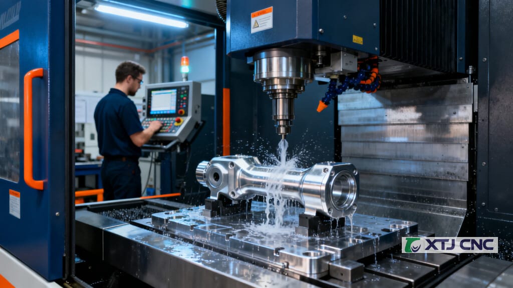 5-axis CNC milling of an aluminum robot joint housing