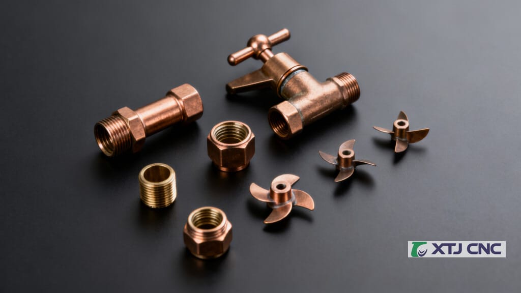 Assorted lead-free bronze plumbing parts and fittings
