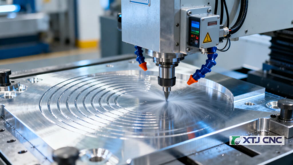 CNC mill cutting aluminum with sensors for adaptive control