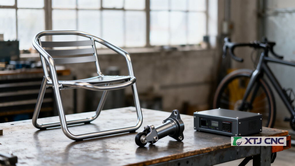 Coated consumer items: chair frame, bike part, electronics enclosure