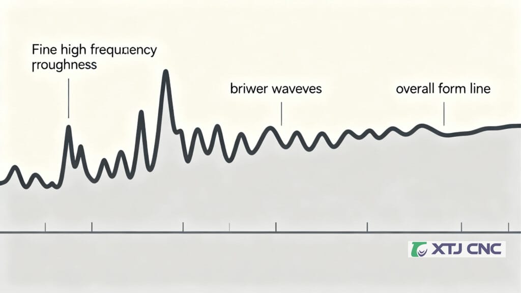 Diagram of roughness and waviness on a surface profile