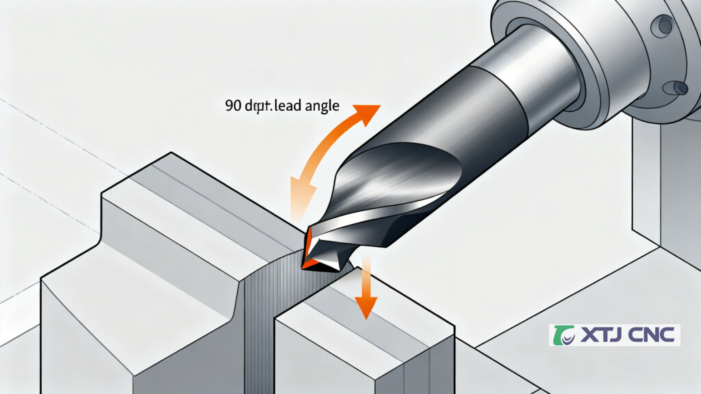 Illustration showing radial and axial forces in 90-degree milling