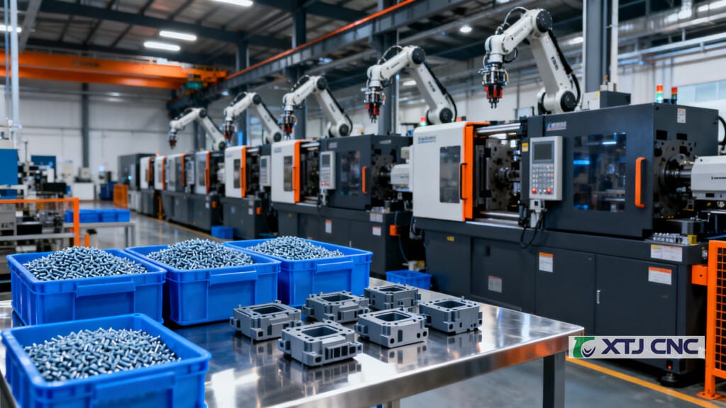 Injection molding machines producing precision plastic parts