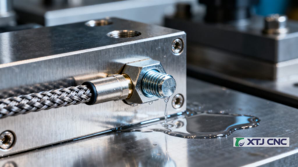 Piezoelectric accelerometer mounted on machined steel with cable