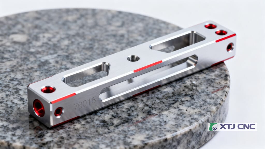 Precision-machined 7075 aluminum bracket with pockets and chamfers