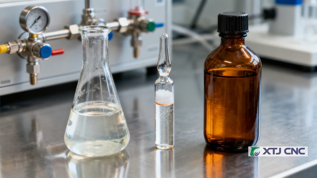 Sealed containers representing ionic liquid, molten salt, and organic electrolytes